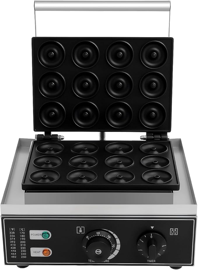Electric Donut Maker, 12 Holes Commercial Donut Machine 110V 1500W Double-Sided Heating Nonstick Electric Mini Doughnut Donut Machine for Home, Bakery, Dessert Shop, Mall, Coffee Shop