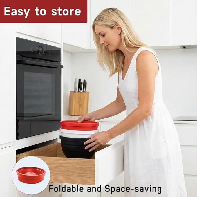 Silicone Bowl Liners for Kitchen 5Qt Tilt-Head Stand Mixers, Mixing Bowl Inserts with Lids, Non-Stick & Heat Resistant, Mixer Accessories Not for Bowl-Lift Models, Replacement Liners set of 3