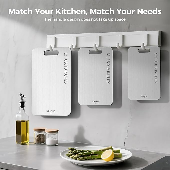Titanium Cutting Boards for Kitchen,100% Pure Titanium Cutting Board Set of 3, Double Sided Non Toxic Cutting Board, Hygiene Durable Dishwash