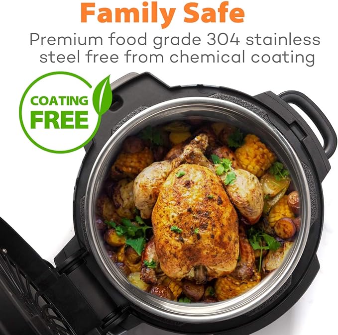 Sicheer Stainless Steel Inner Pot Replacement Insert Liner Accessory Compatible with Ninja Foodi 8 Quart