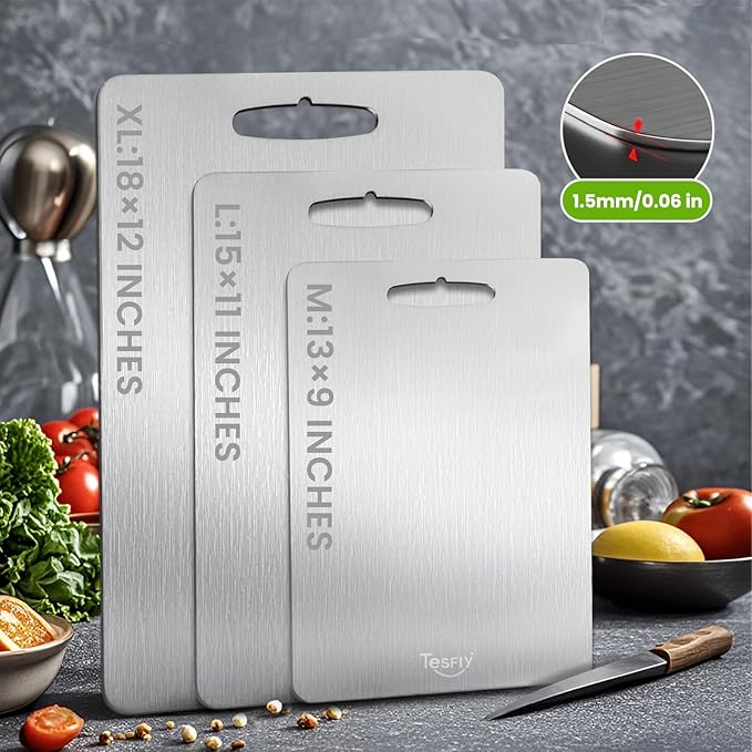 2 PCS Titanium Cutting Board,Cutting Boards For Kitche,Easy to clean, Double-sided food-grade Board For Meats, Fruits And Vegetables (17 * 11)