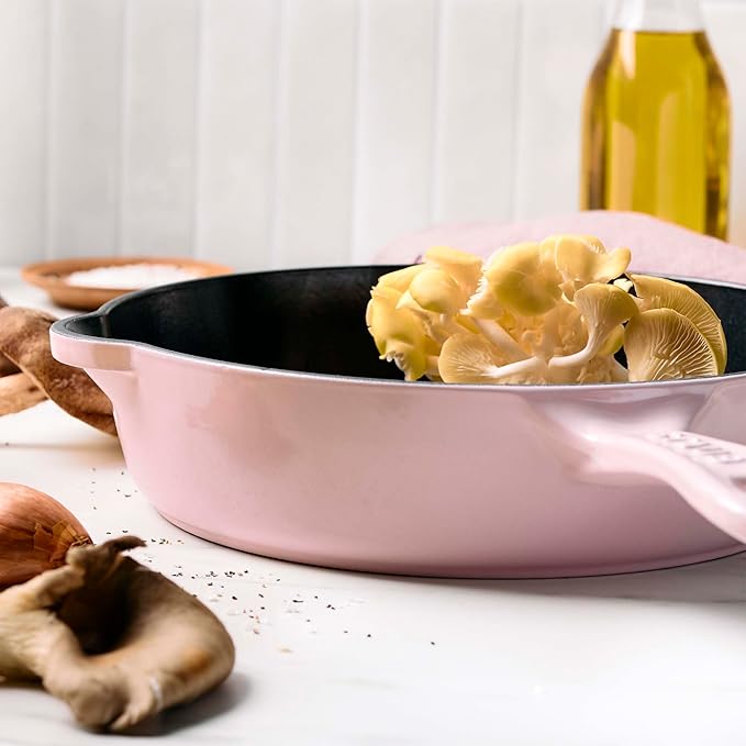STAUB Cast Iron 11-inch Traditional Deep Skillet - Peony Pink