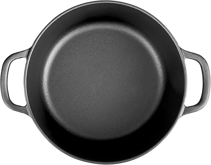 Pre-Seasoned Cast Iron Dutch Oven Pot with Lid Dual Handle, Sourdough Bread Baking Pots, Bread Oven, Camping, Grill, Induction, Electric, Round 5 Quart, Black