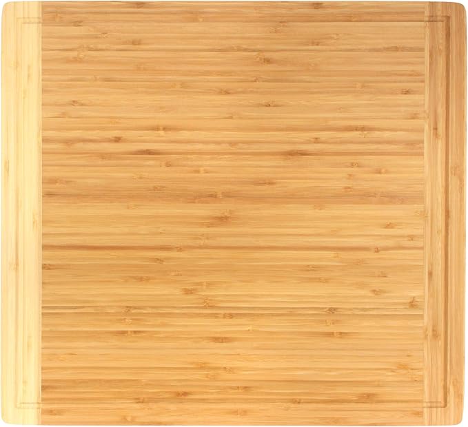 BambooMN Universal Premium Pull Out Cutting Boards - Under Counter Replacement - Designed To Fit Standard Slots - Heavy Duty Kitchen Board with Juice Groove - 22" x 20" x 0.75" - 2 Pieces