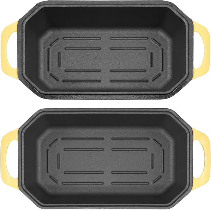 Bread Pan Cast Iron Loaf Pan with Lid Bread Loaf Pan 8.5x4.5 Inch Loaf Pan Enameled Cast Iron Sourdough Loaf Pan, Yellow