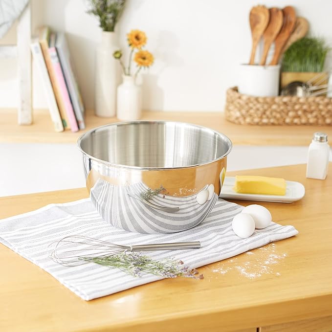 RSVP International Endurance Stainless Steel Mixing Bowls, 8 Quart