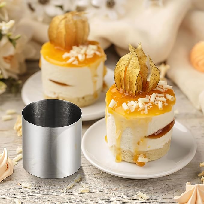 UPKOCH 16-Piece Stainless Steel Cake Ring Set - 2-Inch Mini Round Molds for Mousse, Sushi, Rice Balls, Non-Stick Baking Molds & Dessert Tools (Silver)