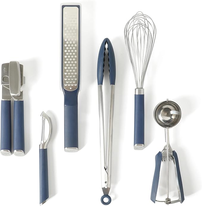 Calphalon Edge 6 Piece Stainless Steel Kitchen Tool & Gadget Set- Navy Blue
