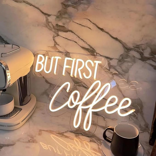 BUT FIRST Coffee Neon Sign Dimmable Led Coffee Sign for Business Coffee Bar Neon Sign Accessories Light Up for Wall Decor USB Powered Bright Neon Coffee Signs for Coffee Shop Coffee Station