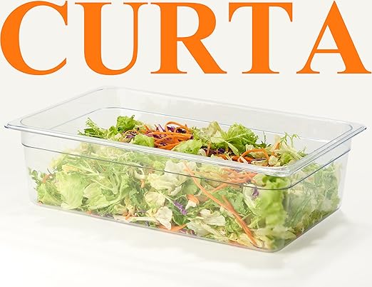 CURTA 6-Pack Full Size 6" Deep NSF Polycarbonate Food Pans | Dishwasher & Freezer Safe Clear Container for Prep Tables, Buffet, Salad Bar, Commercial & Home Kitchen
