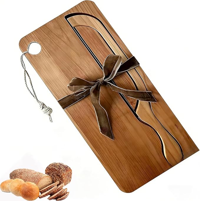 Sourdough Bow Knife And Board, Bread Board And Knife Set, Solid Wood, For Homemade Bread, Bagels, Toast, Kitchen & Home Baking Tool