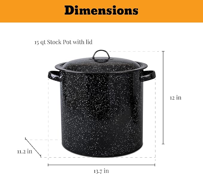 Granite Ware 15-Piece Seafood Set with 15.5 Qt Stock Pot, Lid & Steamer Insert and Seafood Tool Kit for Crab, Lobster, Shrimp Boiling.
