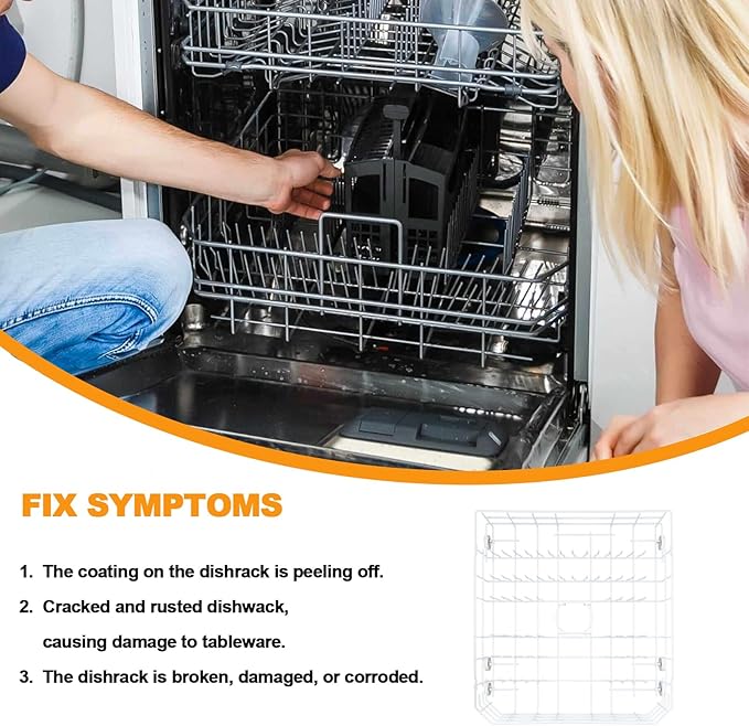 Atgestore Upgraded WD28X31819 WD28X10284 Dishwasher Rack Replacement Parts for GE Dishwasher Parts 22.2" x 20.7" Lower Rack ADW1100N10WW GE Dishwasher Bottom Dishrack Assembly Lower Dish Rack Wheels