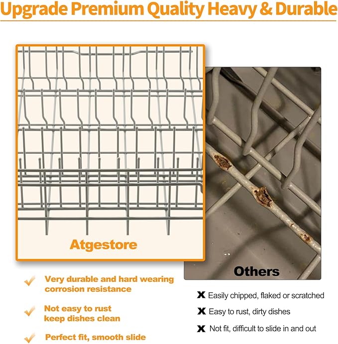 Upgraded WD28X34744 Dishwasher Lower Rack Replacement for GE Dishwasher Rack Parts WD28X26099 GDF510PSROSS GDT645SSN2SS Dishrack General Electric Dishwasher Bottom Rack Assembly Wheels Rollers