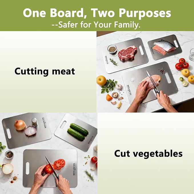 Titanium Cutting Boards For Kitchen, 100% Pure Cut Titanium Cutting Board, Food Grade Quality, Double-sided non-toxic, Easy To Clean, Dishwasher Safe And Will Not Absorb Odors(18L*10W)