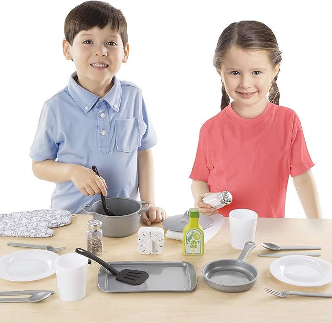 Melissa & Doug 22-Piece Play Kitchen Accessories Set - Utensils, Pot, Pans, and More