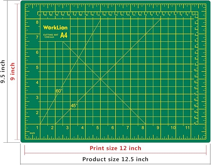 WORKLION Full 9" x 12" Art Self Healing PVC Cutting Mat, Double Sided, Gridded Rotary Cutting Board for Craft, Fabric, Quilting, Sewing, Scrapbooking Project (3 Pack)…