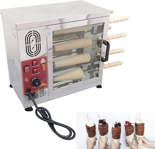Commercial Electric Chimney Cake Oven Machine 3.2KW 110V Heavy-Duty Chimney Bread Cake Oven with 16 Non-Stick Baking Molds for Ice Cream Cones, Bread Rolls, Pastries Professional & Home Use