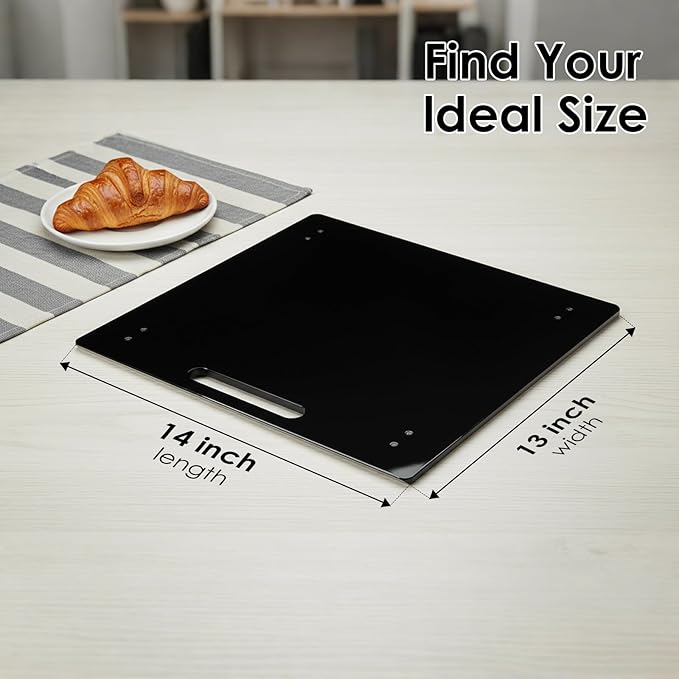 HAYVAN Acrylic Sliding Tray for Coffee Maker & Heavy Kitchen Appliances - Appliance Slider with Silent Wheels Slides Easily from Under The Cabinet - Countertop Space Save (Black, 14” W x 13”D)