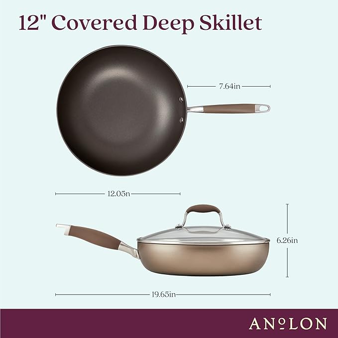Anolon Advanced Home Hard-Anodized Nonstick Skillets (12-Inch with Lid, Bronze)