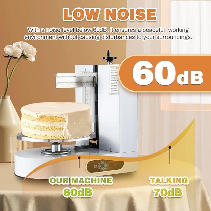 NEWTRY Electric Cake Decorating Machine Semi Automatic Cream Butter Coating Machine Icing Machine Surface Scraper for 4-12 inch Cakes 110V US