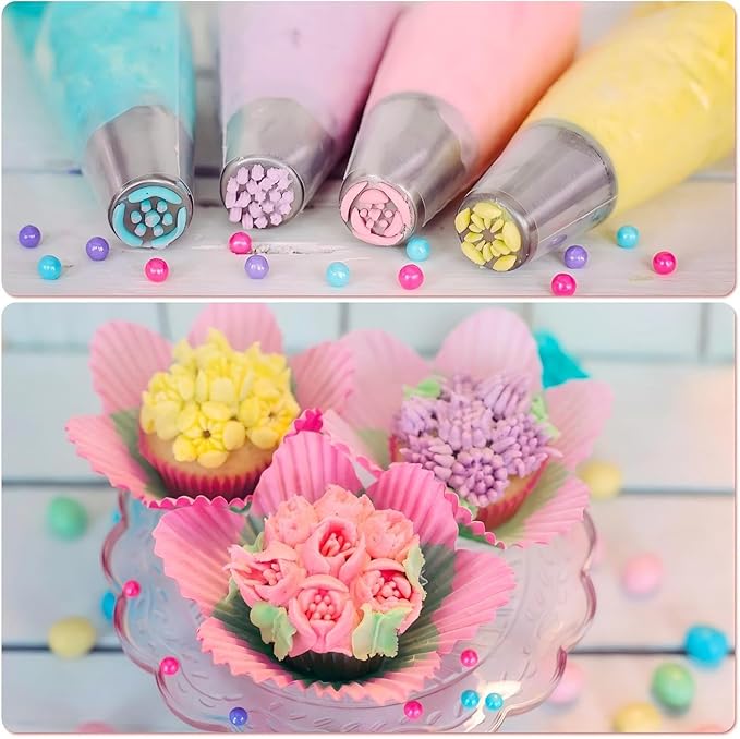 Cake Decorating Tools Supplies Kit: 274pcs Baking Accessories with Storage Case - Piping Bags and Icing Tips Set - Cupcake Cookie Frosting Fondant Bakery Set for Adults Beginners or Professional