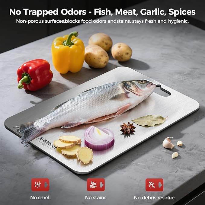 Titanium Cutting Boards for Kitchen,100% Pure Titanium Cutting Board Set of 3, Double Sided Non Toxic Cutting Board, Hygiene Durable Dishwash