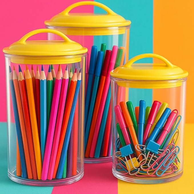Calypso Basics by Reston Lloyd Acrylic Storage Canisters, Set of 3, Black