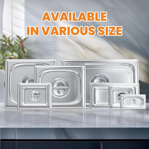 Aplancee Hotel Pan Lids 6 Pack– Fits 1/6 Size Stainless Steel Steam Table Pans, Anti-Jam Food Pan Cover for Catering, Buffet Use, Kitchen Prep