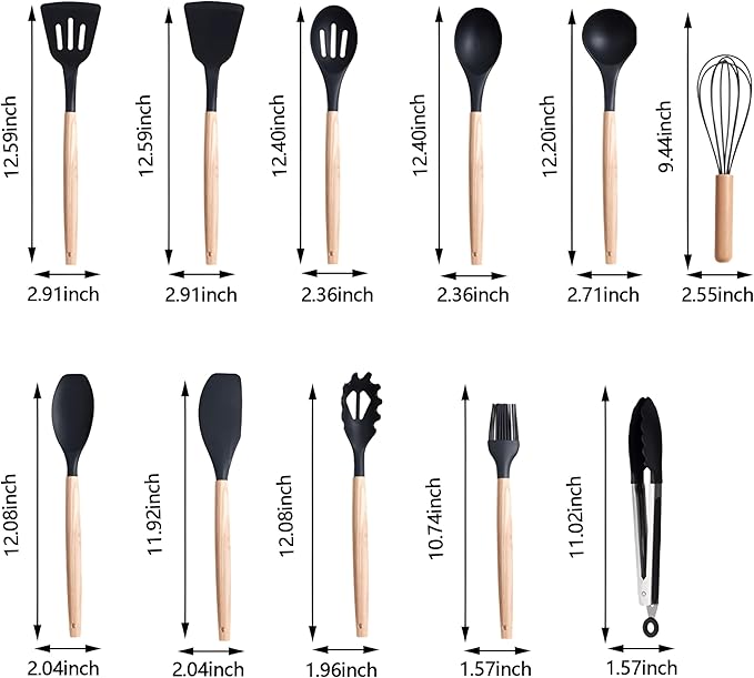 Kitchen Utensils Set and Knives Set,19-in-1 Kitchen Knife Set Include 11 PCS Silicone Cooking Utensils Set 5 PCS Sharp Stainless Steel Chef Knives Scissors and Cutting Board