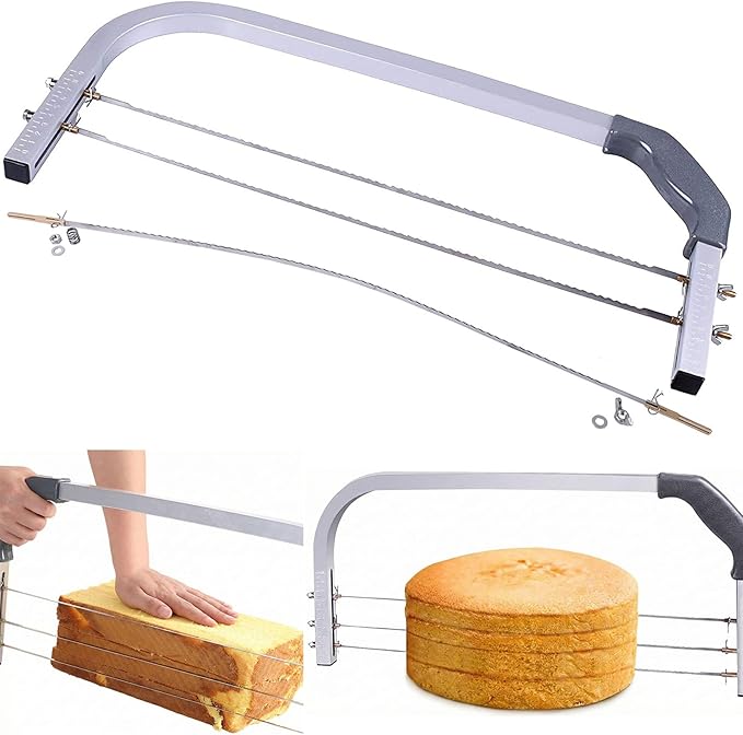 Professional Cake Cutter Slicer Leveler, Commercial 4 Layers Adjustable Stainless Steel Cakes Slice, Large Bread Cutter Toast Cutting Saw, Straight Spatula Baking Level Stratification Birthday Tools