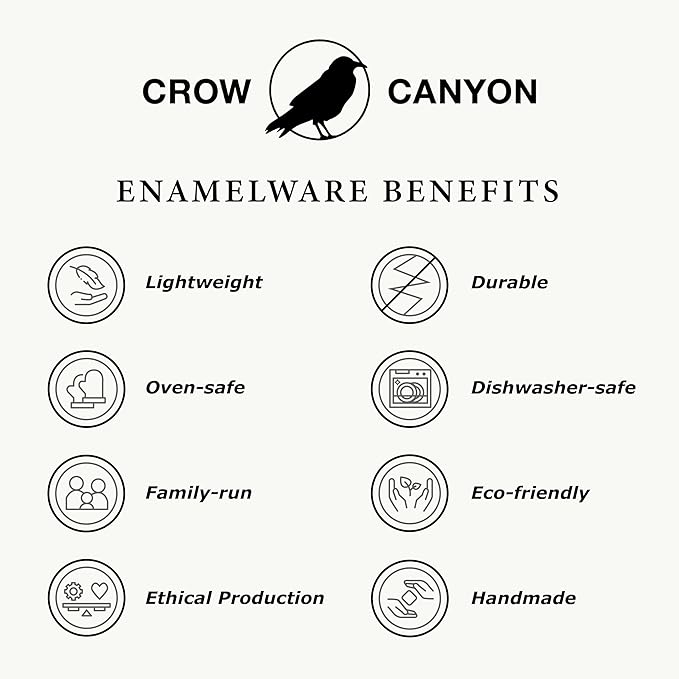 Crow Canyon Home Enamelware Salad Bowl, 5 quart, Black/White Splatter