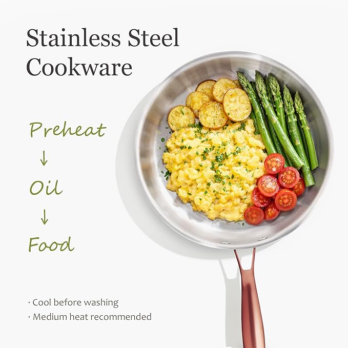 CAROTE 23PCS Tri-Ply Fully Clad Stainless Steel Cookware Set, Pots and Pans Set with Tempered Glass Lids, Induction Compatible, Oven & Dishwasher Safe