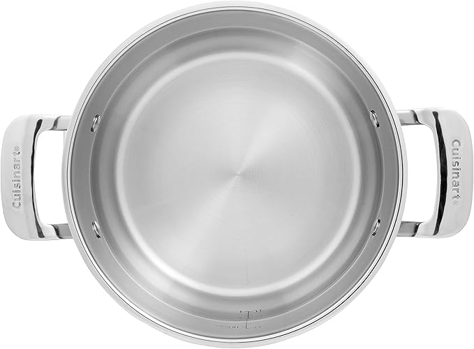 Cuisinart Contour Stainless 5-Quart Dutch Oven with Glass Cover, Silver