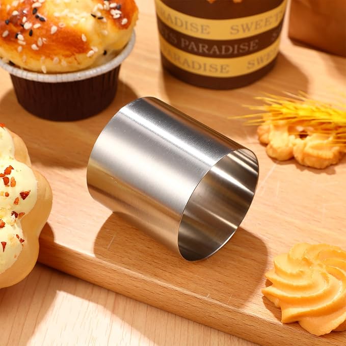 UPKOCH 16-Piece Stainless Steel Cake Ring Set - 2-Inch Mini Round Molds for Mousse, Sushi, Rice Balls, Non-Stick Baking Molds & Dessert Tools (Silver)
