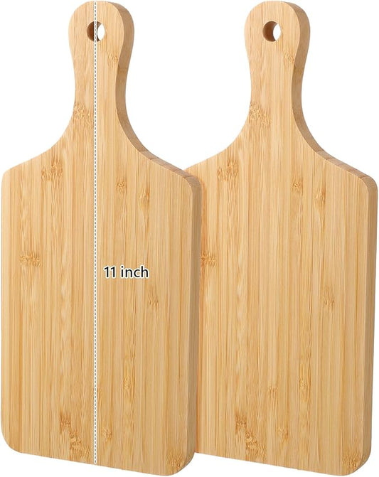 Patelai 2 Pack Thicken Bamboo Cutting Board Bulk Acacia Wood Chopping Unfinished Crafts Serving Charcuterie Boards for DIY Wedding Housewarming Gift (Bamboo Wood)