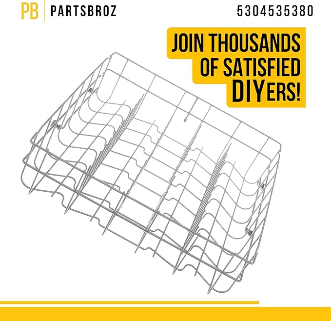 PartsBroz 5304535380 Upper Dishrack Assembly - Compatible With Frigidaire Kenmore Crosley Westinghouse Dishwasher - Replaces AP7215765 PS17219659 5304498202 5304517201 154331502 5304498220 5304517202