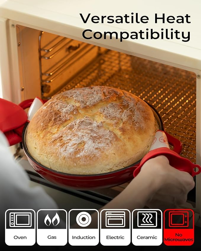 Dutch Oven for Bread Baking-5QT Cast Iron Sourdough Dutch Oven Pot with Lid, Enameled Round Cast Iron Bread Pot with Dome Lid for Homemade, Gifts for Sourdough Bakers, Red
