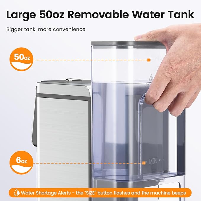 Single Serve Coffee Maker for K-Cup Pod and Grounds, Hot and Iced Coffee Maker, Strong Button Feature, 6 to 14oz Brew Sizes, 50oz Removable Tank, Up to 6.5 Inch Cup, Stainless Steel, Grey