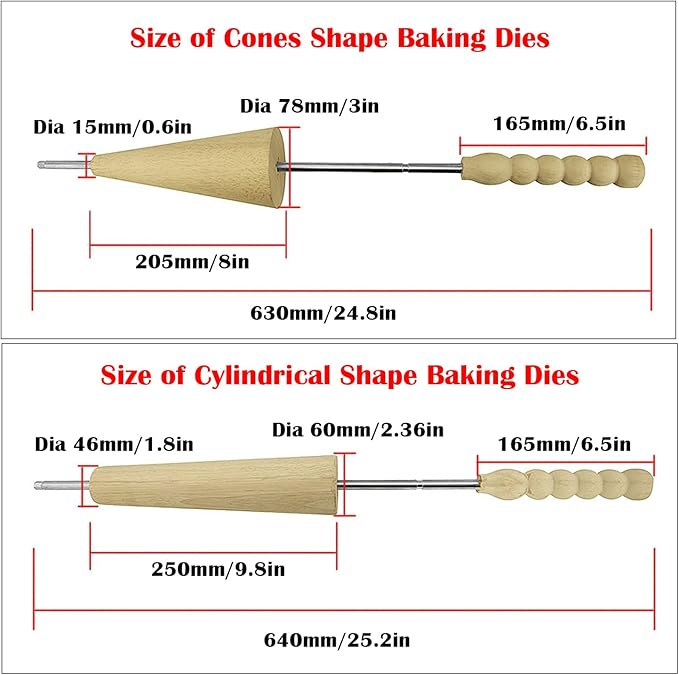INTBUYING Commercial Electric Ice Cream Cone and Chimney Cake Roll Maker, 8-Station Baking Oven with 16 Interchangeable Dies, 110V 3200W Toasting Oven for Chimney Cake and Bread Rolls, NO Plug