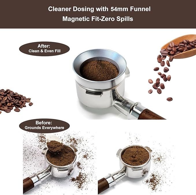 54mm Espresso Accessories Kit Fits Breville Espresso Machines and Portafilters, Espresso Tamper Tool Kit with Dual Head Tamper & Distributor, WDT Tool, Dosing Funnel, Puck Screen, Filter Papers