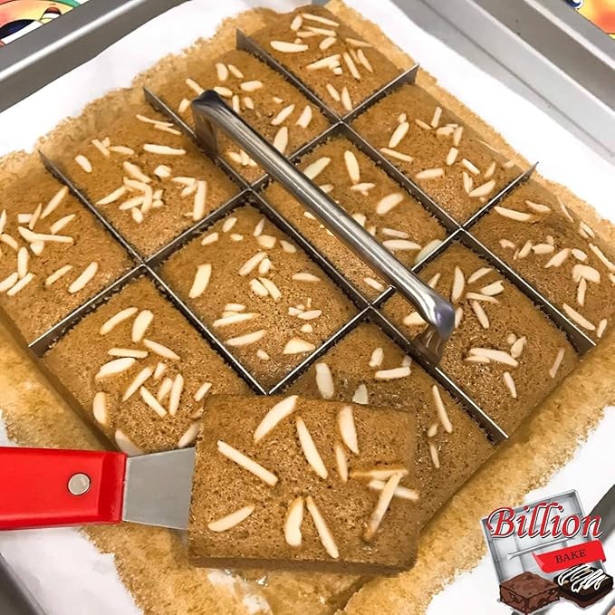 Brownie Cutter Stainless 100% 8,9,10,11,12 Inch Heavy duty Baking Pan or Slicer Ensures Perfect Crispy Edges baking pan Bakeware for Oven Baking Bakeware Cake portion cutter (Cutter 9x9" 12 Pcs.)