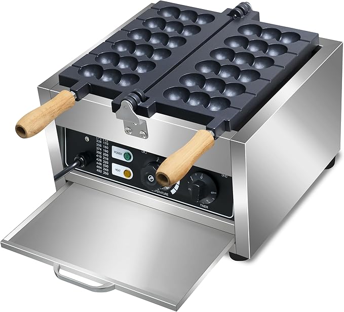 110V 1500WCommercial Electric Bubble Skewer Waffle Ball Machine 6-Grid Teflon Non Stick Pan Stainless Steel Belgium Waffle Ball Stick Maker