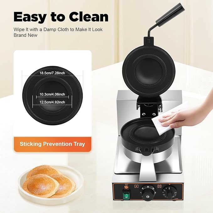 Electric Burger Baking Machine Commercial Cone Maker Double-Sided Constant Heating Ice Cream Sandwich Maker for Home Kitchens Snack Food Factories Panini Press Machine
