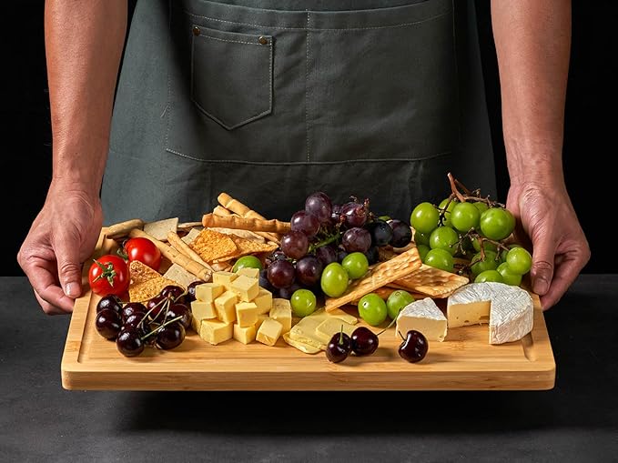 Allsum 36x24" Bamboo Cutting Boards for Kitchen, Wood Stove Top Cover, Extra Large Noodle Board Over Sink, Charcuterie Board Cheese Serving Tray with Side Handles and Juice Grooves