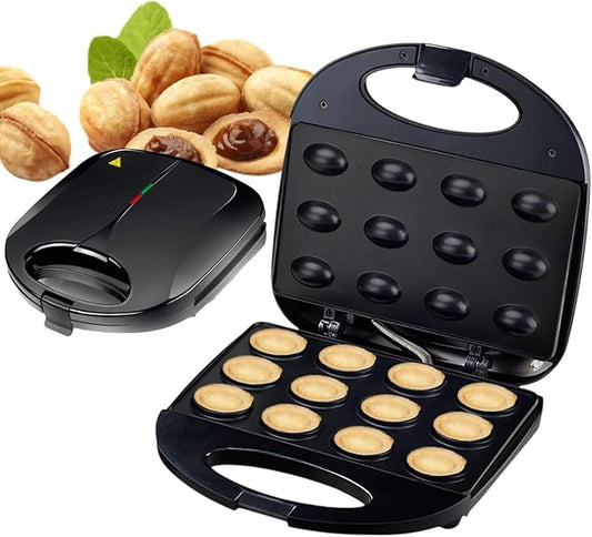 Walnut Cookie Maker 12 Holes, Electric Walnut Cake Mold Maker, Non Stick Oreshki Cookies Maker, Double-side Heating Mini Nut Cookies Maker Machine Oven Cookies Baker Machine