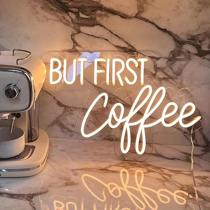 BUT FIRST Coffee Neon Sign Dimmable Led Coffee Sign for Business Coffee Bar Neon Sign Accessories Light Up for Wall Decor USB Powered Bright Neon Coffee Signs for Coffee Shop Coffee Station