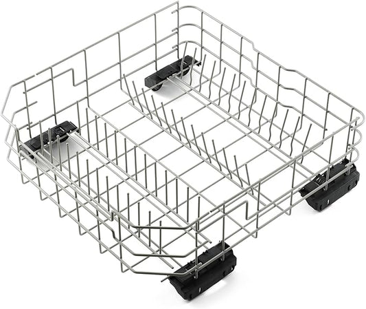WD28X26099 WD28X34744 Lower Dishwasher Rack Replacement Parts for GE Lower Dishrack Dishwasher Rack 20.7'' D x 21.6'' W Roller Wheels GE GDF510PSM0SS GDT535PSM0SS Bottom Dish Rack Assembly 1 Pcs