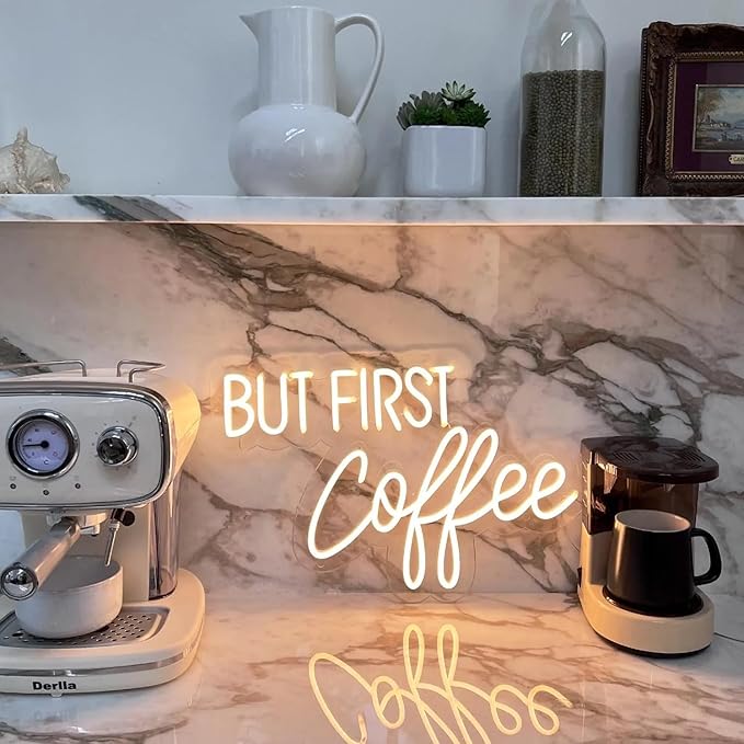 BUT FIRST Coffee Neon Sign Dimmable Led Coffee Sign for Business Coffee Bar Neon Sign Accessories Light Up for Wall Decor USB Powered Bright Neon Coffee Signs for Coffee Shop Coffee Station