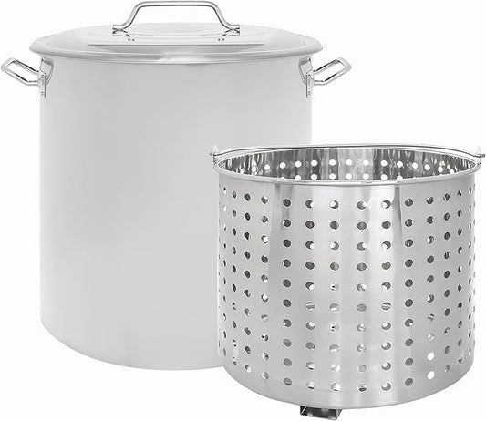 CONCORD Stainless Steel Stock Pot w/Steamer Basket. Cookware great for boiling and steaming (160 Quart)
